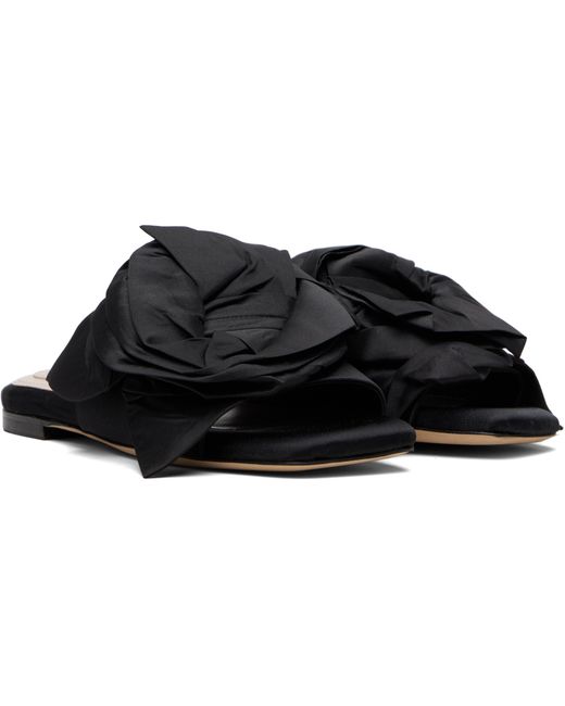 Simone Rocha Black Floral Appliqué Slippers