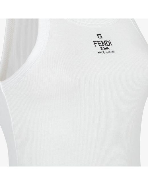 Fendi White Top With Embroidered Logo