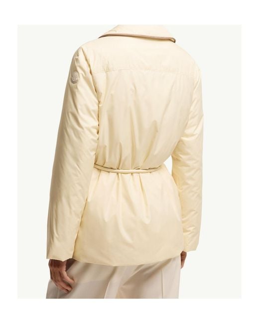 Moncler Natural Tieche Belted Mid-Length Down Jacket