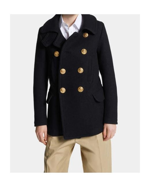 DSquared² Blue Double-Breasted Coat