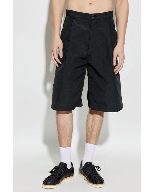 Willy Chavarria Black Pleated Bermuda Shorts for men