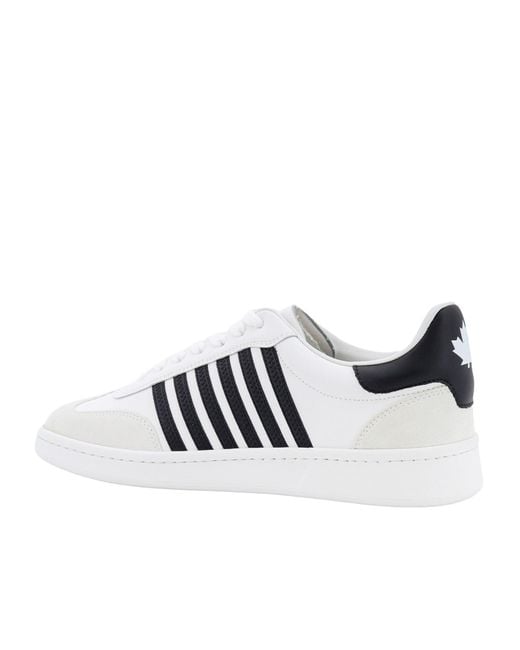 DSquared² White Round Toe Low-Top Sneakers for men