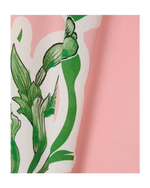 Borgo De Nor Green Floral-Print Crepe Straight-Leg Pants