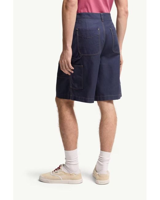 Moncler Blue Contrast-Stitch Denim Shorts for men
