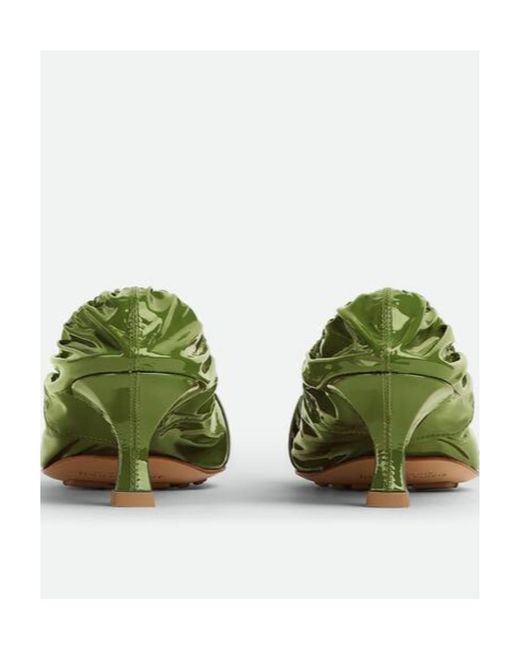 Bottega Veneta Green Logo Patent Leather High Heels