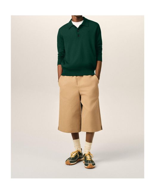 AMI Green Long Sleeves Polo for men