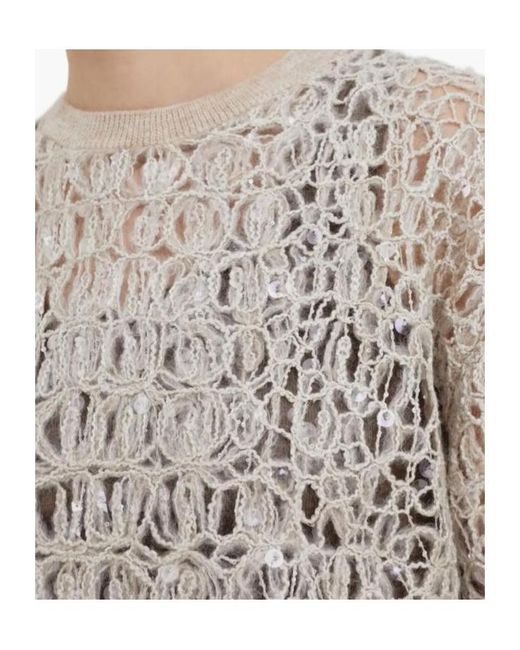 Brunello Cucinelli White Sequin Embellished Short-Sleeved T-Shirt