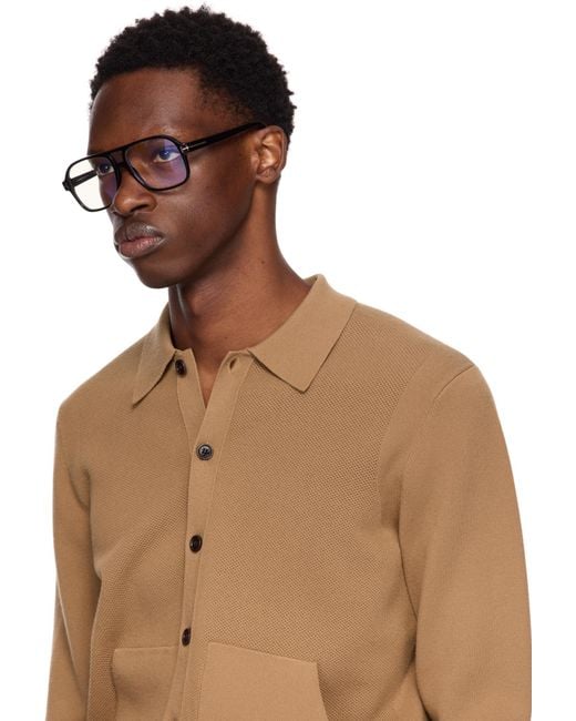 Tom Ford White Eyewear Pilot Frame Glasses for men