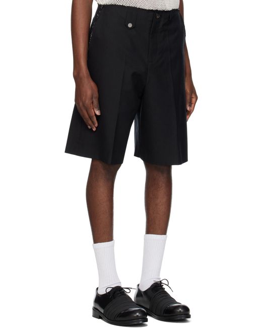 Egonlab Black Raw Edges Tailoring Shorts for men