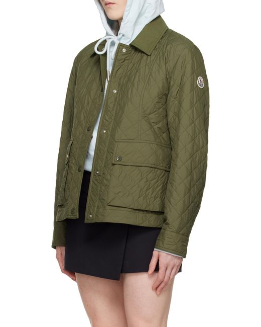 Moncler Green Galene Logo Patch Quilted Jacket