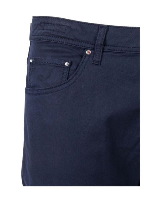 Jacob Cohen Blue Nick Logo Patch Straight-Leg Trousers for men