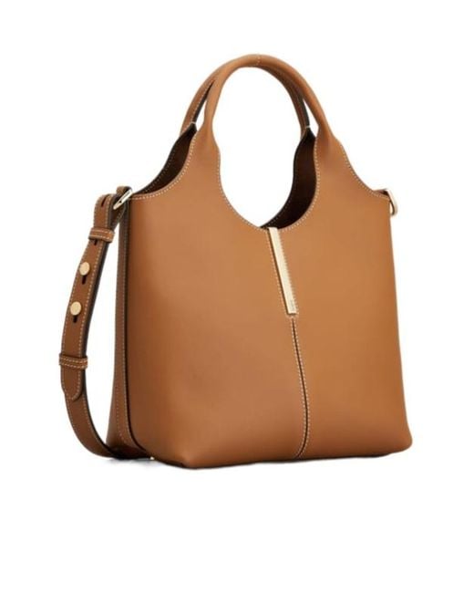 Tod's Brown Logo Engraved Mini Shopping Bag