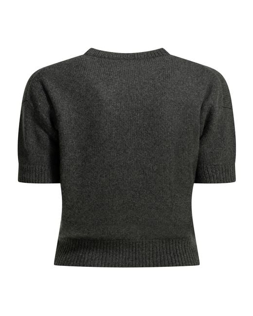 Khaite Black Golden Short-Sleeve Knitted Jumper