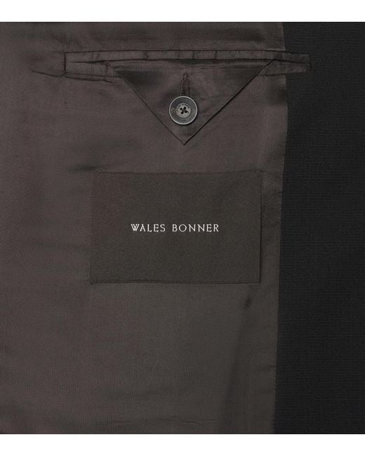 Wales Bonner Black Alto Satin-Trimmed Virgin Wool Blazer for men