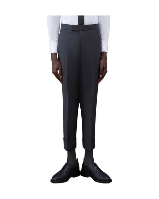 Thom Browne Black Super 120S Twill Trousers for men