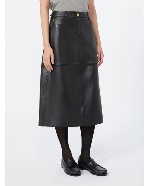 Max Mara Black Leather Panelled Skirt