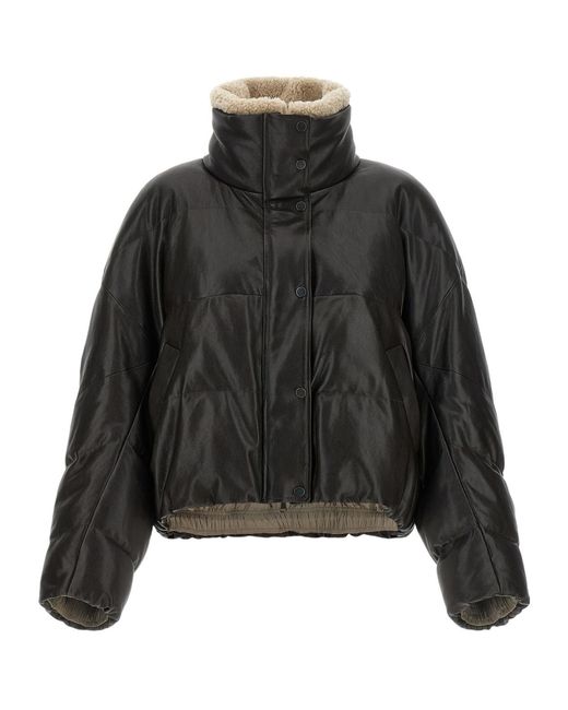 Brunello Cucinelli Black Padded Leather Jacket