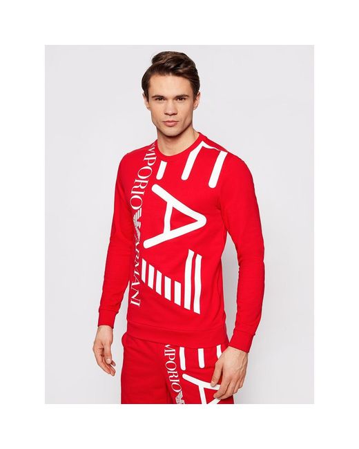 EA7 Red Round-Necked Sweater for men