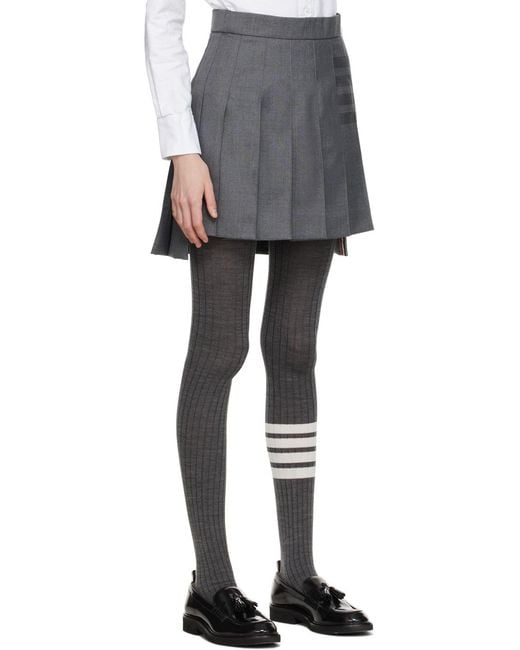 Thom Browne Gray 4 Bar Striped Pleated Mini Skirt