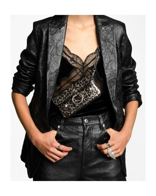 Zadig & Voltaire Black Metallic Leopard Printed Kate Wallet