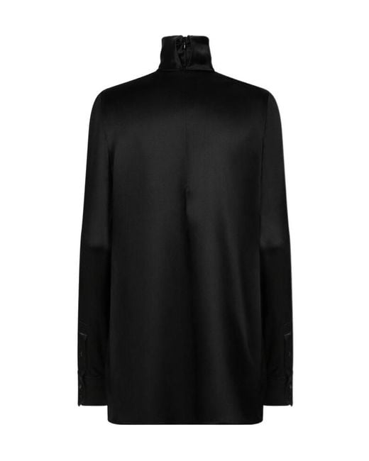 Dolce & Gabbana Black High Neck Satin Blouse