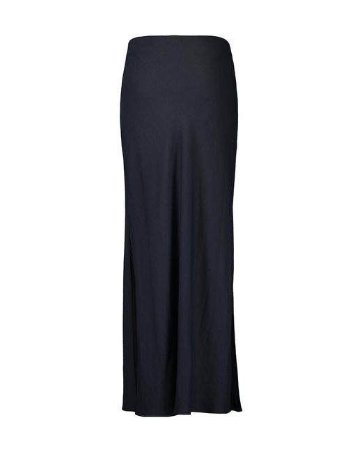 Brunello Cucinelli Blue Side Slit Twill Maxi Skirt