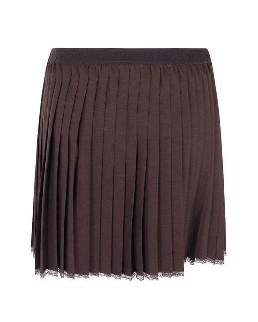Twinset Brown Pleated Crêpe Mini Skirt
