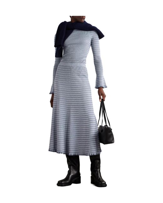 Proenza Schouler Blue Horizontal Striped Knit Dress