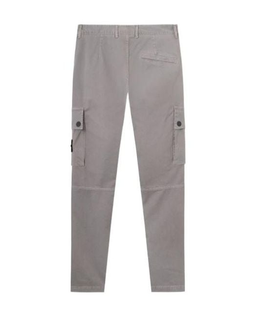 Stone Island Gray Slim-Fit Cargo Trousers With Zip Hand Pockets for men