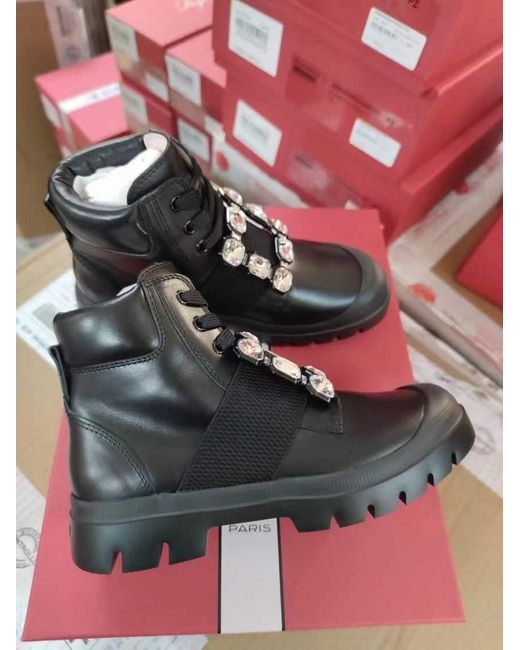 Roger Vivier Black Tie Buckle Boots