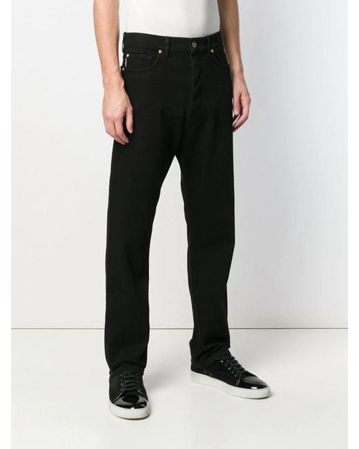 Versace Black Logo-Patch Slim-Fit Jeans for men