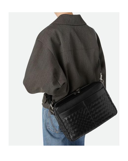 Bottega Veneta Black Large Intrecciato Camera Bag for men