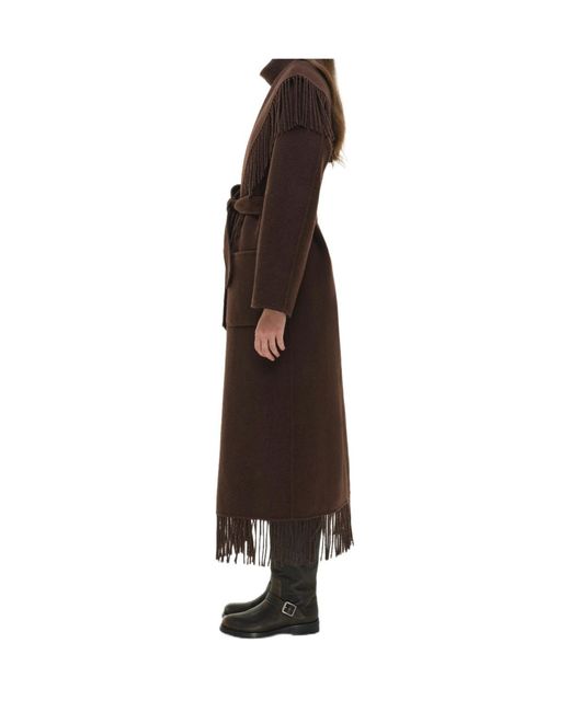 Jonathan Simkhai Brown Carrie Fringe-Trimmed Belted Coat