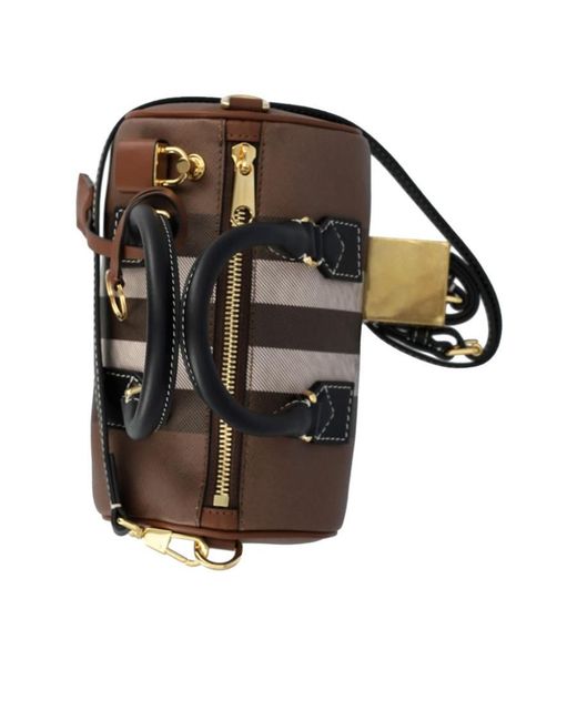 Burberry Brown Checked Bowling Shoulder Bag