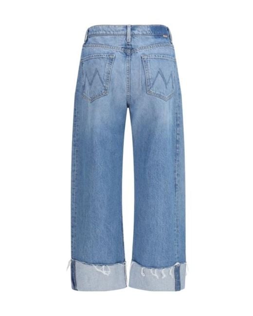 Mother Blue High-Rise Wide-Leg Jeans