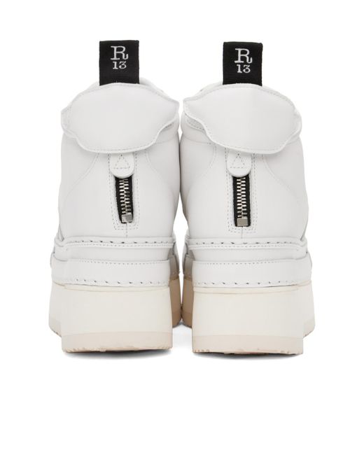 R13 White Chunky Leather Sneakers