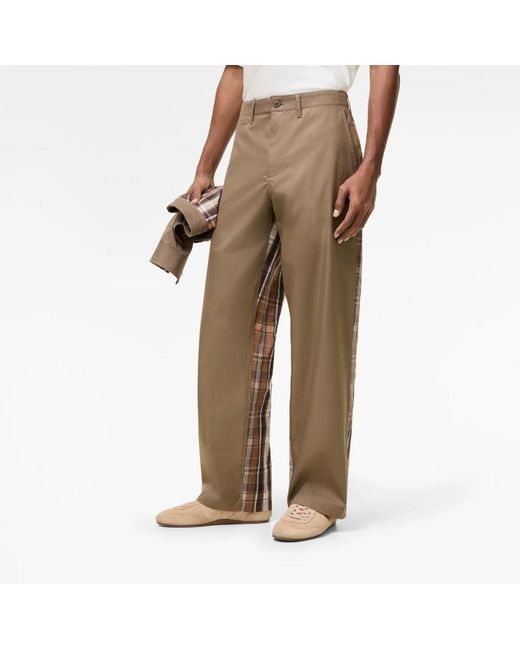 Burberry Natural Tropical Gabardine And Check Chinos for men