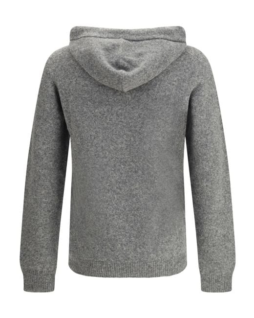 Roberto Collina Gray Hooded Wool Sweater for men