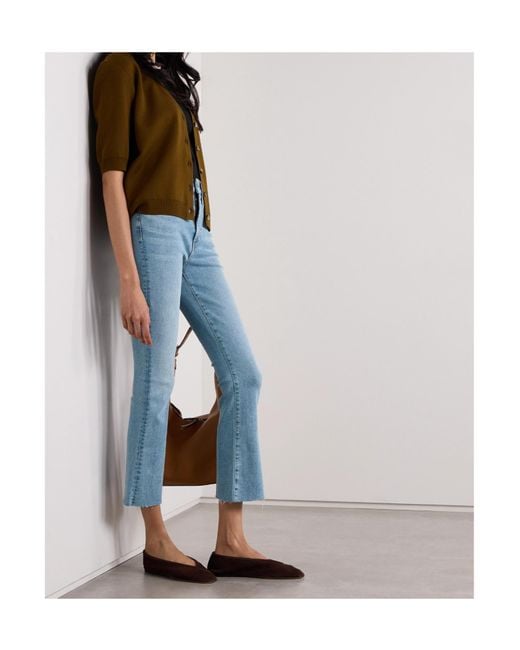 Veronica Beard Blue High-Waisted Flared Cropped Jeans