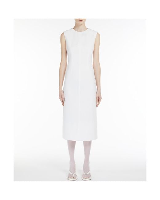Sportmax White Crewneck Sleeveless Dress