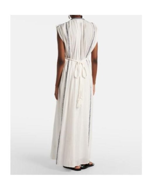 Isabel Marant White Liviane Embroidered Cotton Maxi Dress