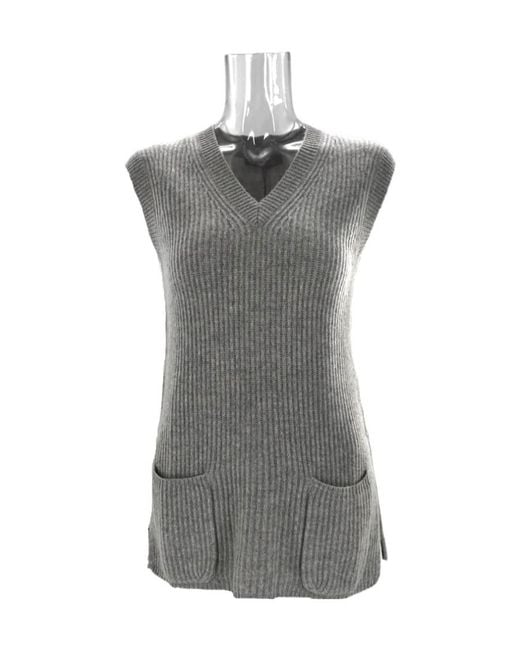 Max Mara Gray Sleeveless Sweater