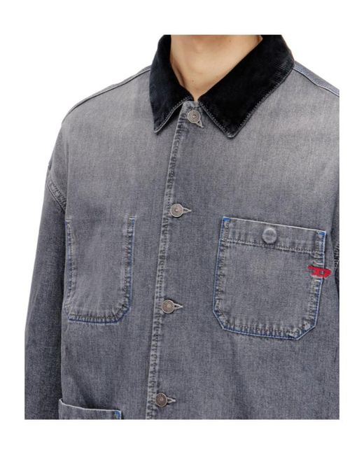 DIESEL Blue D-Stack-U-L Utility Style Denim Jacket for men
