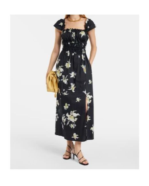 Altuzarra Black Floral Cotton-Blend Midi Dress