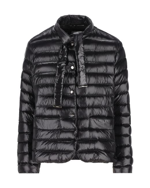 Herno Black Padded Neck-Tie Coat