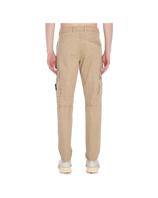 Stone Island Natural Brushed Old Effect Slim Fit Cargo Trousers for men