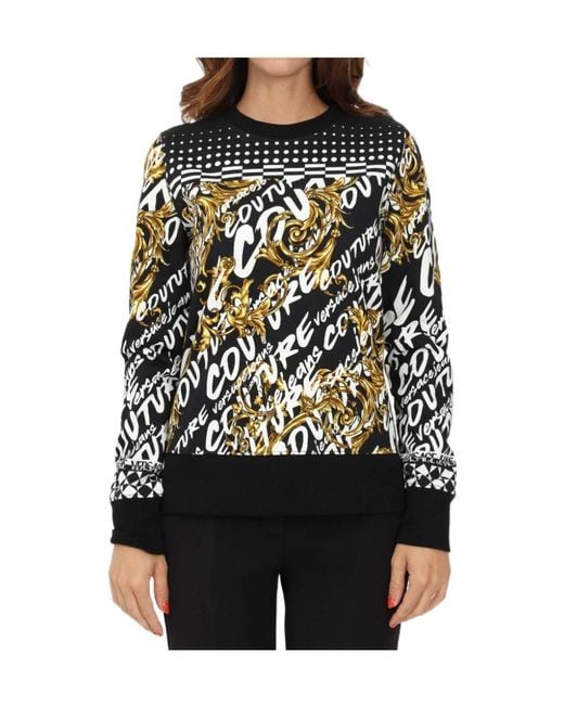 Versace Jeans Black Baroque-Pattern Print Sweater