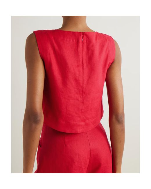 Posse Red Martina Cropped Linen Top