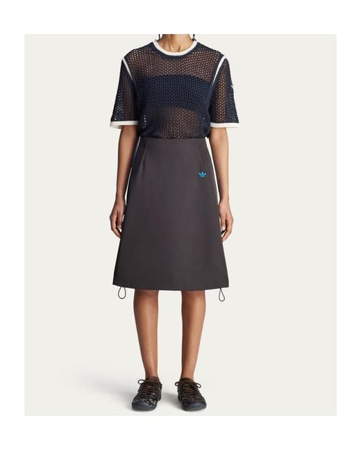 Adidas by Wales Bonner Gray Satin Stripe-Detail Skirt