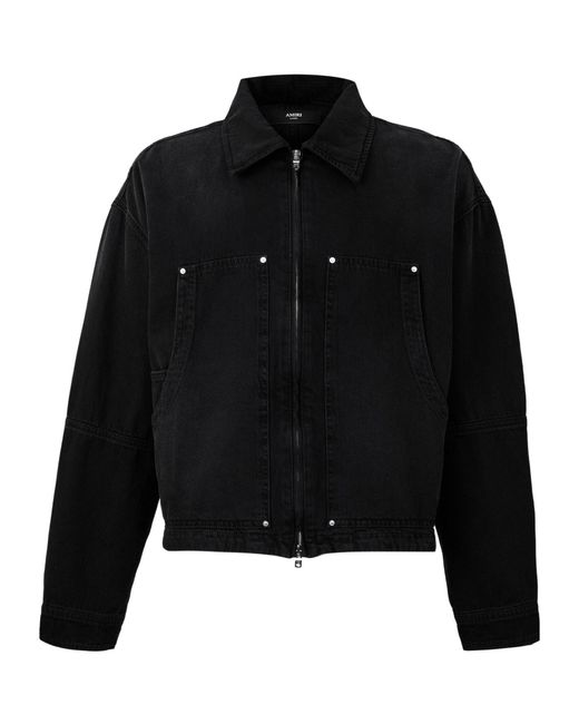 Amiri Black Cropped Collared Jacket for men